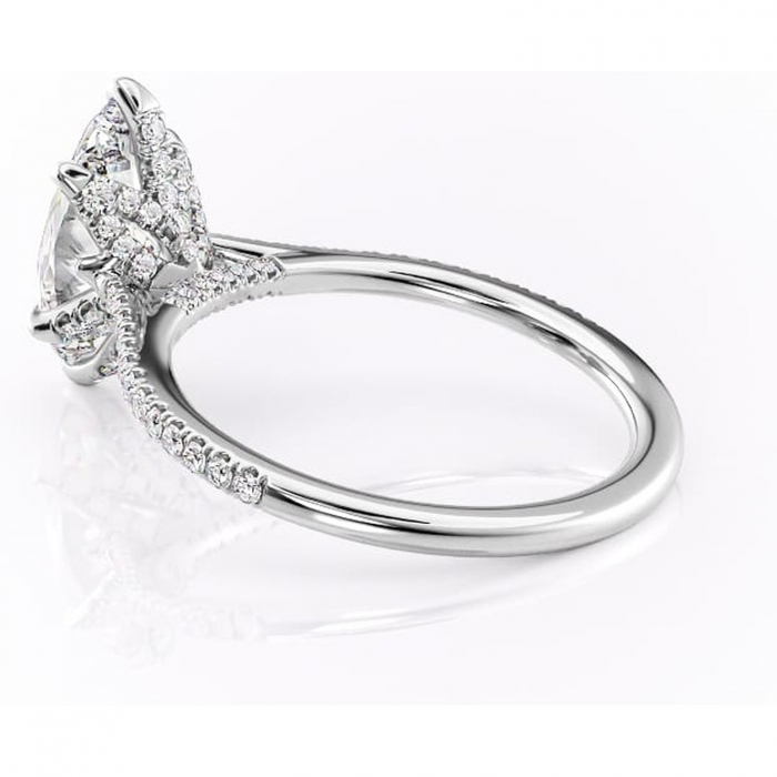 Inel de logodnă Tove din aur Alb 14kt cu moissanite tăietură marquise – Montură pavé rafinată pentru profil înalt | Personalizează și configurează gratuit online [5]