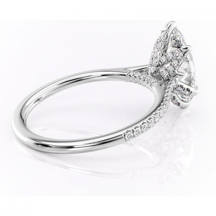 Inel de logodnă Tove din aur Alb 14kt cu moissanite tăietură marquise – Montură pavé rafinată pentru profil înalt | Personalizează și configurează gratuit online [3]