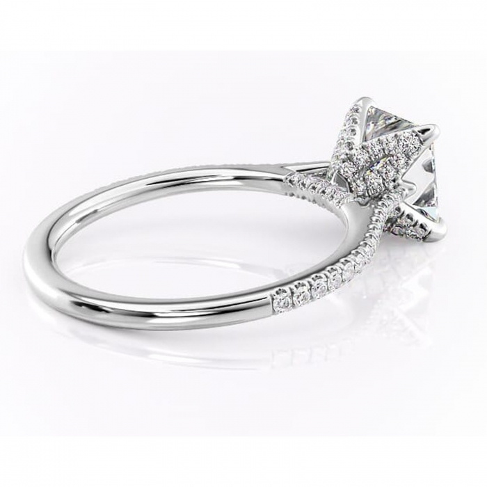 Inel de logodnă Tove din aur Alb 14kt cu moissanite tăietură princess – Montură pavé rafinată pentru profil înalt | Personalizează și configurează gratuit online [3]