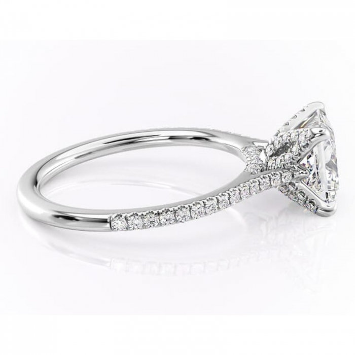 Inel de logodnă Tove din aur Alb 14kt cu moissanite tăietură princess – Montură pavé rafinată pentru profil înalt | Personalizează și configurează gratuit online [2]