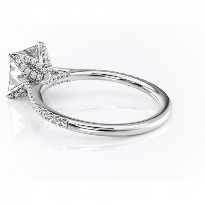 Inel de logodnă Tove din aur Alb 14kt cu moissanite tăietură princess – Montură pavé rafinată pentru profil înalt | Personalizează și configurează gratuit online [5]