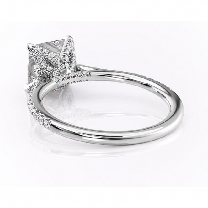 Inel de logodnă Tove din aur Alb 14kt cu moissanite tăietură princess – Montură pavé rafinată pentru profil înalt | Personalizează și configurează gratuit online [4]