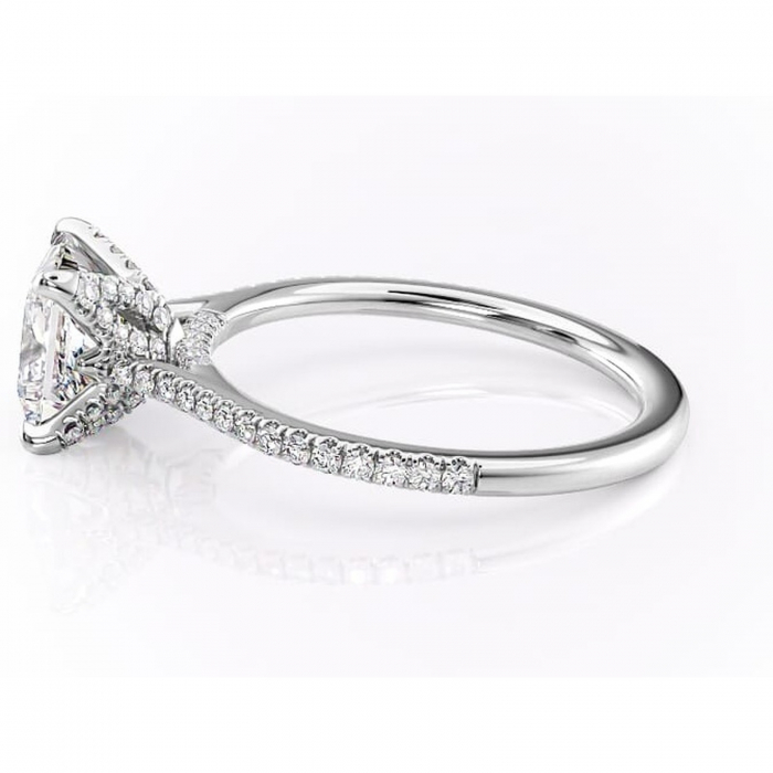 Inel de logodnă Tove din aur Alb 14kt cu moissanite tăietură princess – Montură pavé rafinată pentru profil înalt | Personalizează și configurează gratuit online [6]