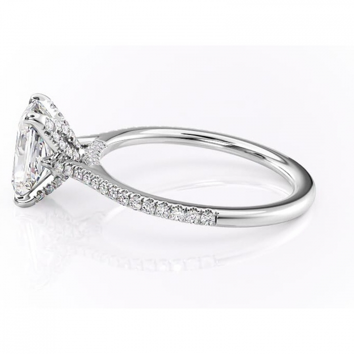 Inel de logodnă Tove din aur Alb 14kt cu moissanite tăietură radiantă – Montură pavé rafinată pentru profil înalt | Personalizează și configurează gratuit online [6]