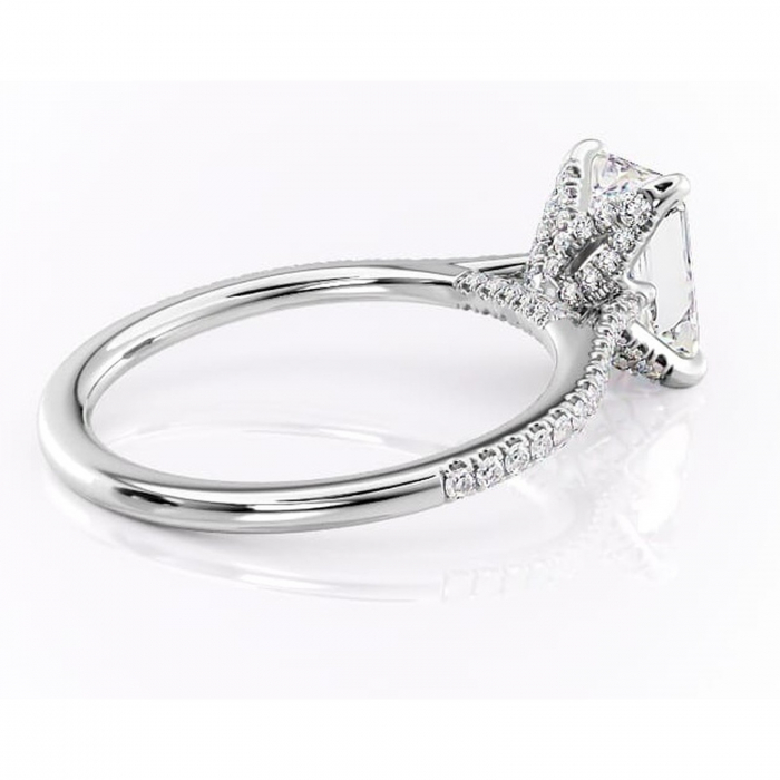 Inel de logodnă Tove din aur Alb 14kt cu moissanite tăietură radiantă – Montură pavé rafinată pentru profil înalt | Personalizează și configurează gratuit online [3]