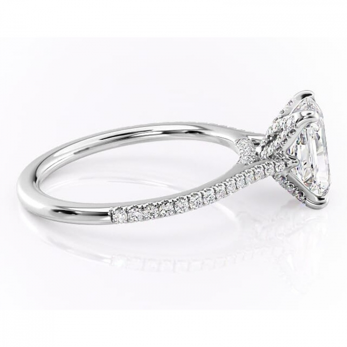 Inel de logodnă Tove din aur Alb 14kt cu moissanite tăietură radiantă – Montură pavé rafinată pentru profil înalt | Personalizează și configurează gratuit online [2]