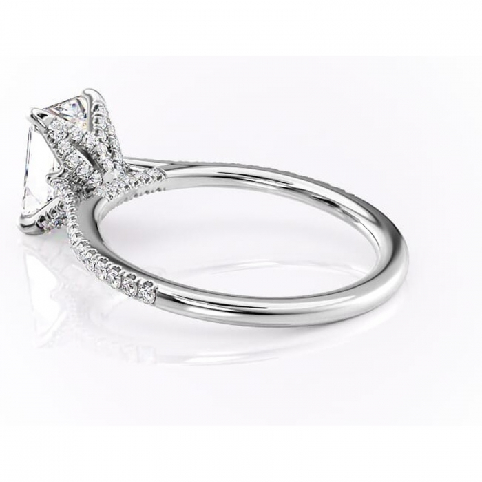 Inel de logodnă Tove din aur Alb 14kt cu moissanite tăietură radiantă – Montură pavé rafinată pentru profil înalt | Personalizează și configurează gratuit online [5]