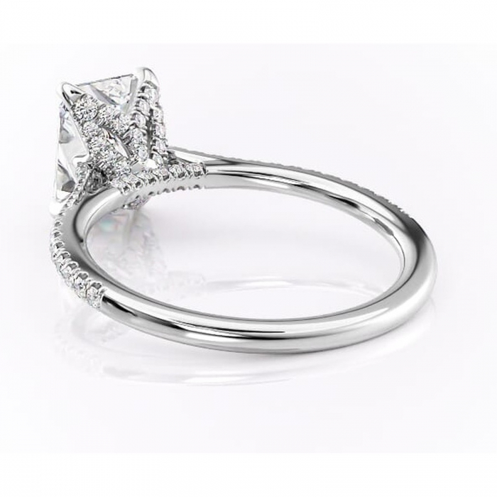 Inel de logodnă Tove din aur Alb 14kt cu moissanite tăietură radiantă – Montură pavé rafinată pentru profil înalt | Personalizează și configurează gratuit online [4]