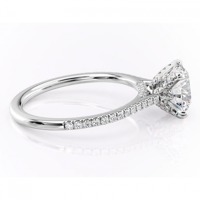 Inel de logodnă Tove din aur Alb 14kt cu moissanite tăietură rotundă – Montură pavé rafinată pentru profil înalt | Personalizează și configurează gratuit online [2]