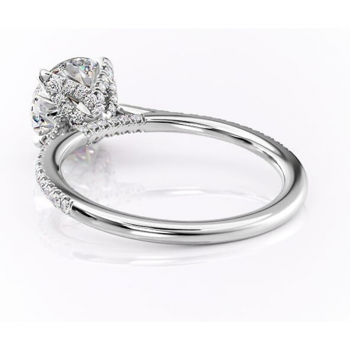 Inel de logodnă Tove din aur Alb 14kt cu moissanite tăietură rotundă – Montură pavé rafinată pentru profil înalt | Personalizează și configurează gratuit online [4]