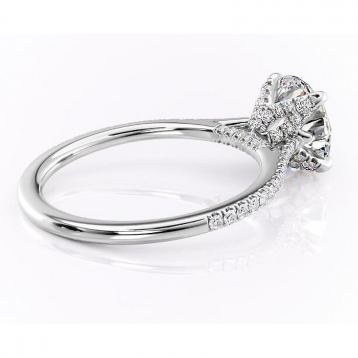 Inel de logodnă Tove din aur Alb 14kt cu moissanite tăietură rotundă – Montură pavé rafinată pentru profil înalt | Personalizează și configurează gratuit online [3]