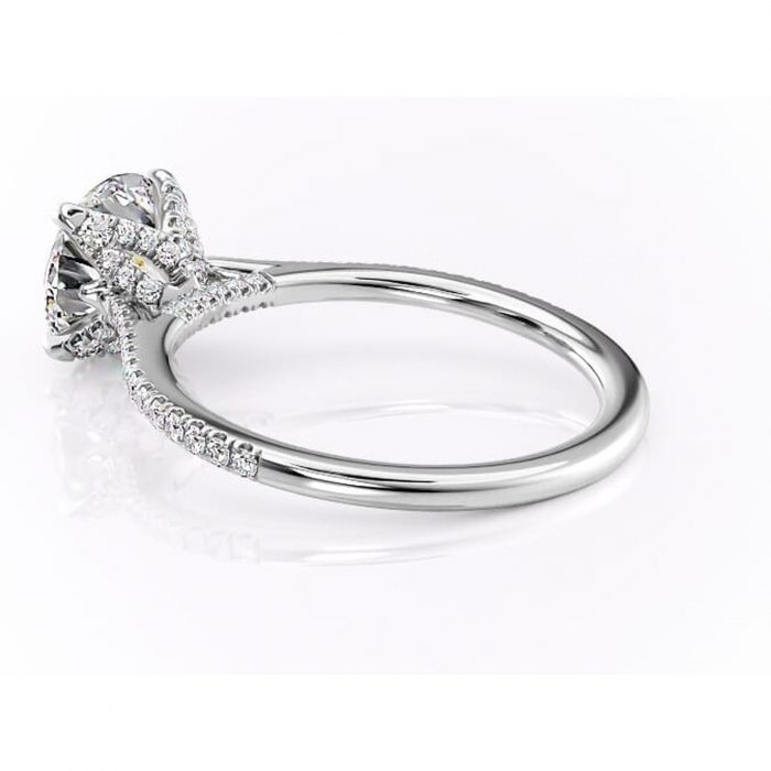 Inel de logodnă Tove din aur Alb 14kt cu moissanite tăietură rotundă – Montură pavé rafinată pentru profil înalt | Personalizează și configurează gratuit online [5]