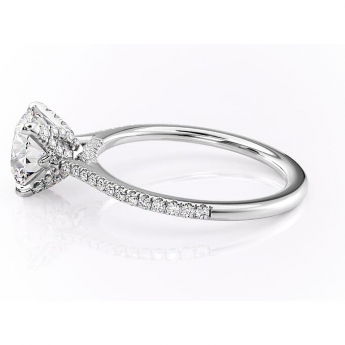 Inel de logodnă Tove din aur Alb 14kt cu moissanite tăietură rotundă – Montură pavé rafinată pentru profil înalt | Personalizează și configurează gratuit online [6]