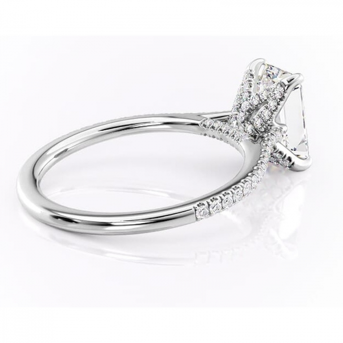 Inel de logodnă Tove din aur Alb 14kt cu moissanite tăietură smarald – Montură pavé rafinată pentru profil înalt | Personalizează și configurează gratuit online [3]