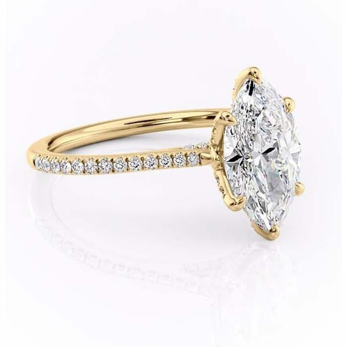 Inel de logodnă Tove din aur Galben 14kt cu moissanite tăietură marquise – Montură pavé rafinată pentru profil înalt | Personalizează și configurează gratuit online [1]