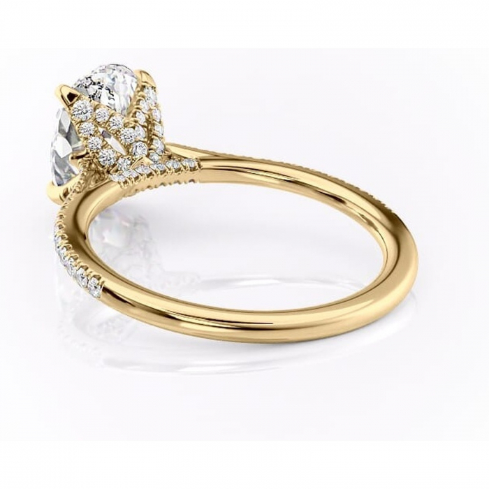 Inel de logodnă Tove din aur Galben 18kt cu moissanite tăietură ovală – Montură pavé rafinată pentru profil înalt | Personalizează și configurează gratuit online [4]