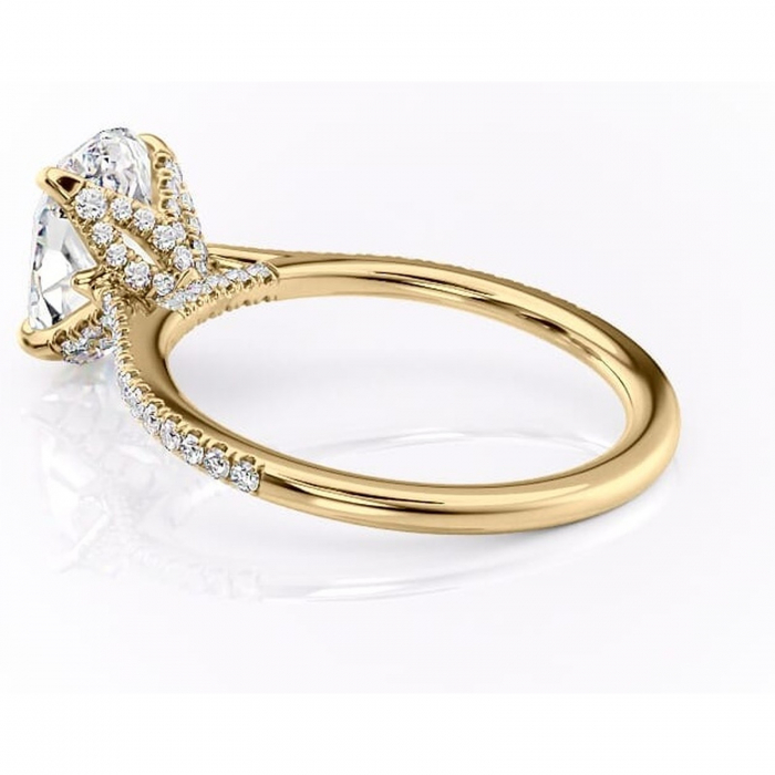 Inel de logodnă Tove din aur Galben 18kt cu moissanite tăietură ovală – Montură pavé rafinată pentru profil înalt | Personalizează și configurează gratuit online [5]