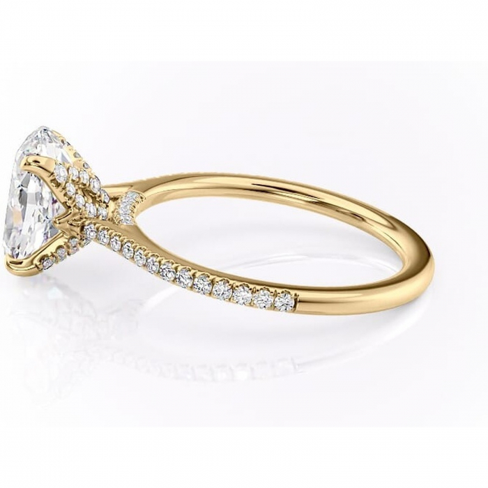 Inel de logodnă Tove din aur Galben 18kt cu moissanite tăietură ovală – Montură pavé rafinată pentru profil înalt | Personalizează și configurează gratuit online [6]