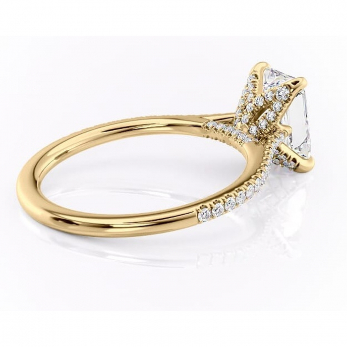 Inel de logodnă Tove din aur Galben 14kt cu moissanite tăietură radiantă – Montură pavé rafinată pentru profil înalt | Personalizează și configurează gratuit online [3]