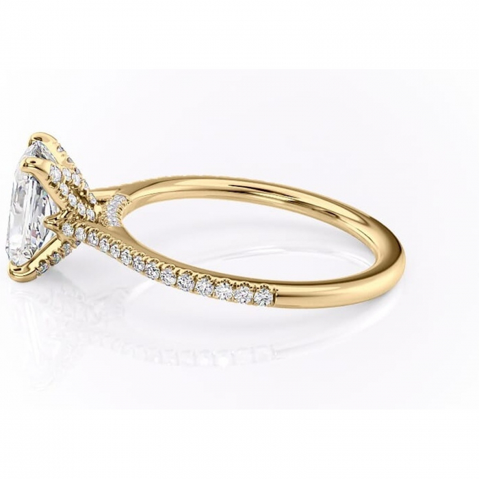 Inel de logodnă Tove din aur Galben 14kt cu moissanite tăietură radiantă – Montură pavé rafinată pentru profil înalt | Personalizează și configurează gratuit online [6]