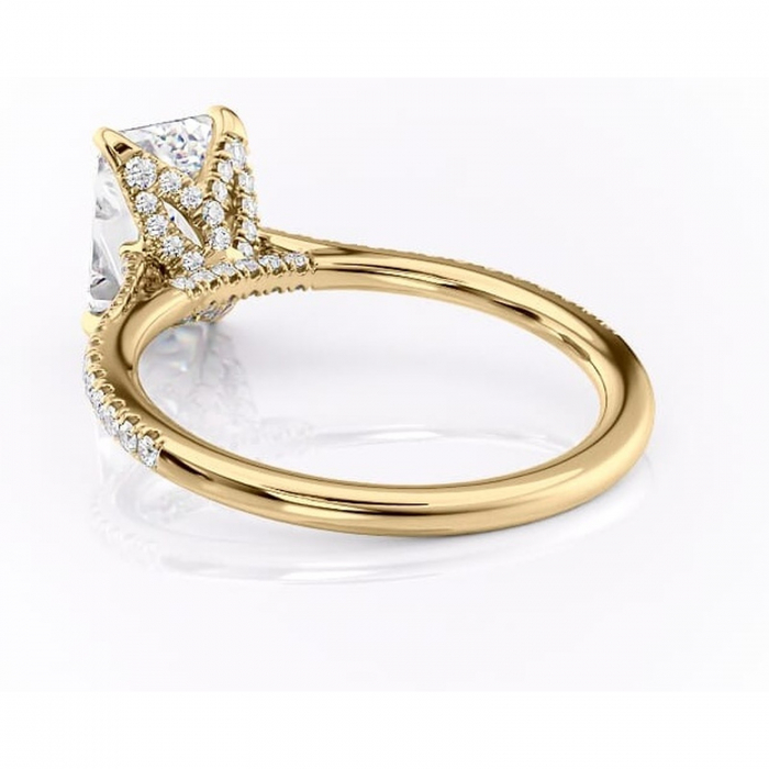 Inel de logodnă Tove din aur Galben 14kt cu moissanite tăietură smarald – Montură pavé rafinată pentru profil înalt | Personalizează și configurează gratuit online [4]