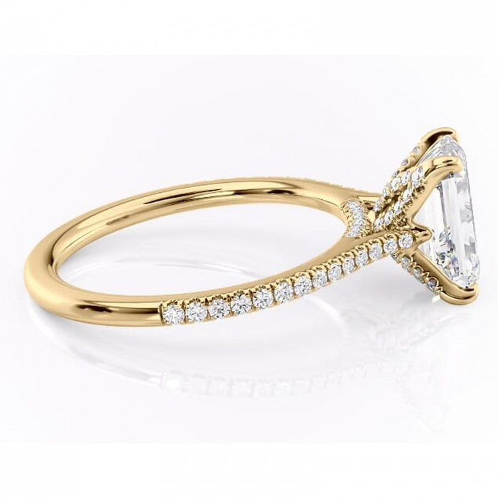Inel de logodnă Tove din aur Galben 14kt cu moissanite tăietură smarald – Montură pavé rafinată pentru profil înalt | Personalizează și configurează gratuit online [2]