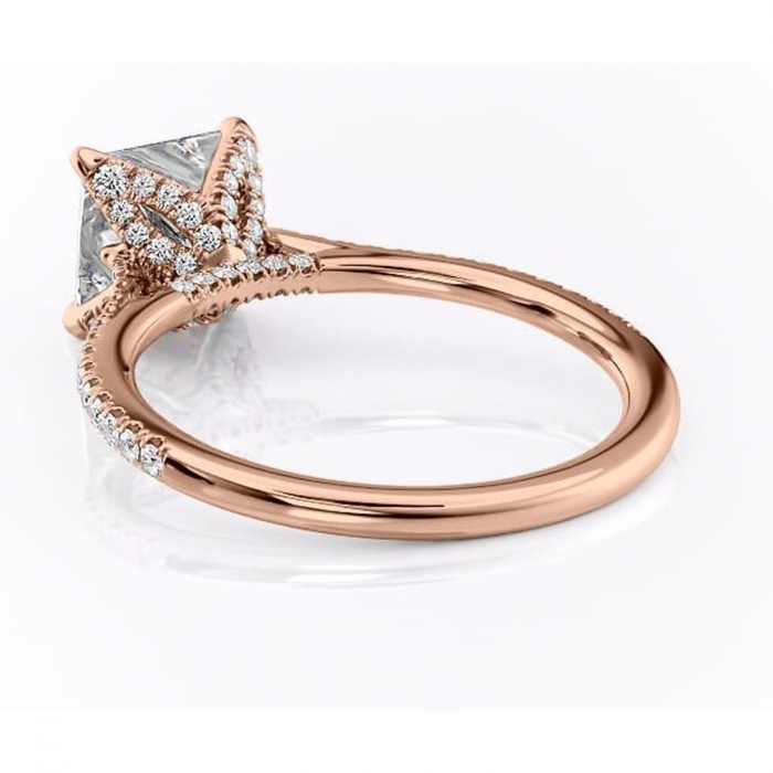 Inel de logodnă Tove din aur Rose 18kt cu moissanite tăietură princess – Montură pavé rafinată pentru profil înalt | Personalizează și configurează gratuit online [4]