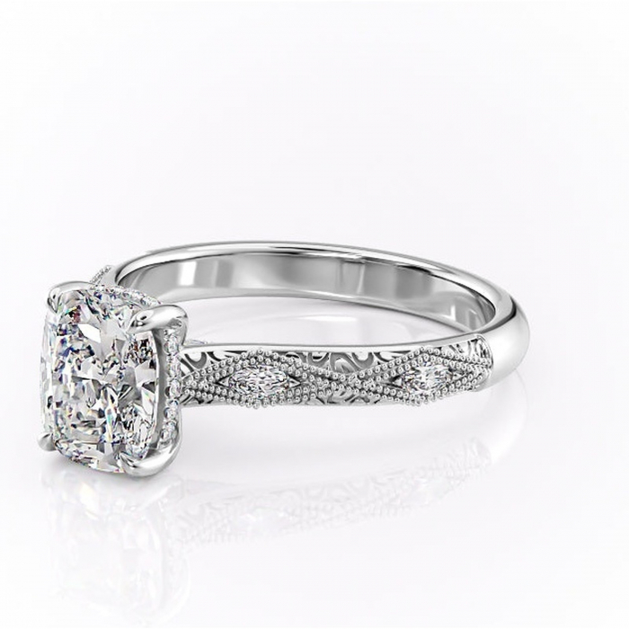 Inel de logodnă Vespera din aur Alb 14kt cu moissanite tăietură asscher – Pietre laterale rafinată pentru profil înalt | Personalizează și configurează gratuit online [7]