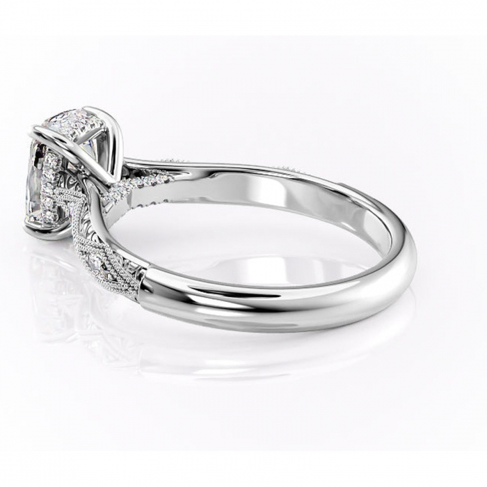 Inel de logodnă Vespera din aur Alb 14kt cu moissanite tăietură asscher – Pietre laterale rafinată pentru profil înalt | Personalizează și configurează gratuit online [5]