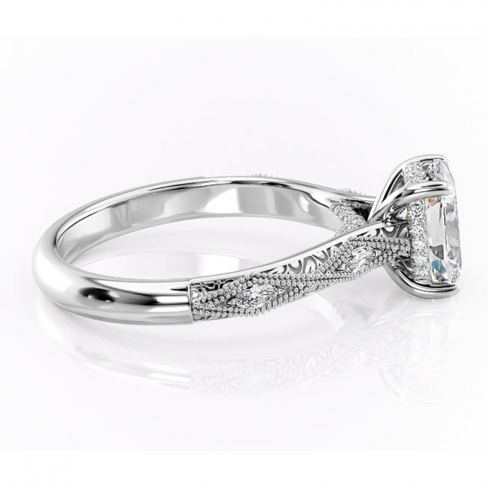 Inel de logodnă Vespera din aur Alb 14kt cu moissanite tăietură asscher – Pietre laterale rafinată pentru profil înalt | Personalizează și configurează gratuit online [2]