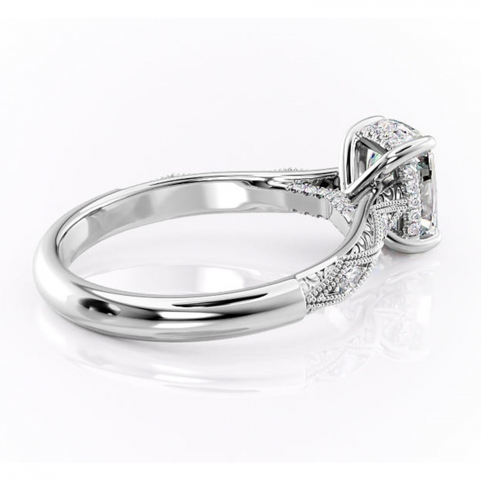 Inel de logodnă Vespera din aur Alb 14kt cu moissanite tăietură asscher – Pietre laterale rafinată pentru profil înalt | Personalizează și configurează gratuit online [3]