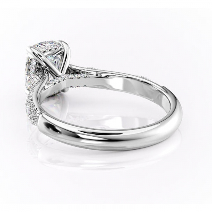 Inel de logodnă Vespera din aur Alb 14kt cu moissanite tăietură asscher – Pietre laterale rafinată pentru profil înalt | Personalizează și configurează gratuit online [4]