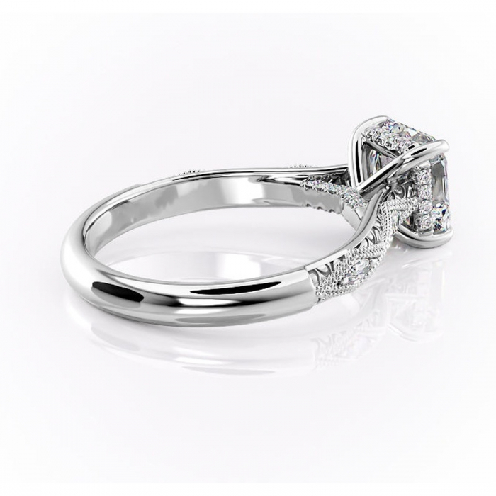 Inel de logodnă Vespera din aur Alb 14kt cu moissanite tăietură asscher – Pietre laterale rafinată pentru profil înalt | Personalizează și configurează gratuit online [3]