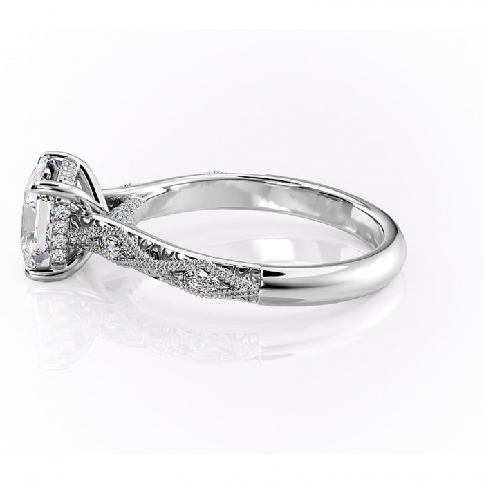 Inel de logodnă Vespera din aur Alb 14kt cu moissanite tăietură asscher – Pietre laterale rafinată pentru profil înalt | Personalizează și configurează gratuit online [6]