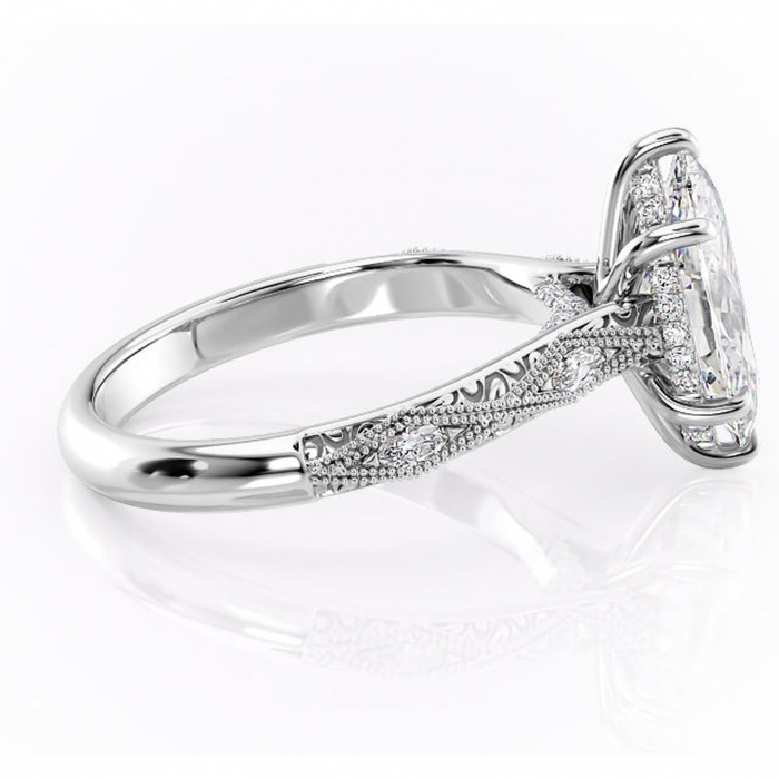 Inel de logodnă Vespera din aur Alb 14kt cu moissanite tăietură marquise – Pietre laterale rafinată pentru profil înalt | Personalizează și configurează gratuit online [2]