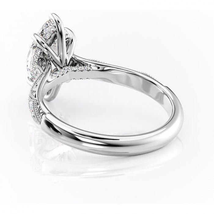 Inel de logodnă Vespera din aur Alb 14kt cu moissanite tăietură marquise – Pietre laterale rafinată pentru profil înalt | Personalizează și configurează gratuit online [4]
