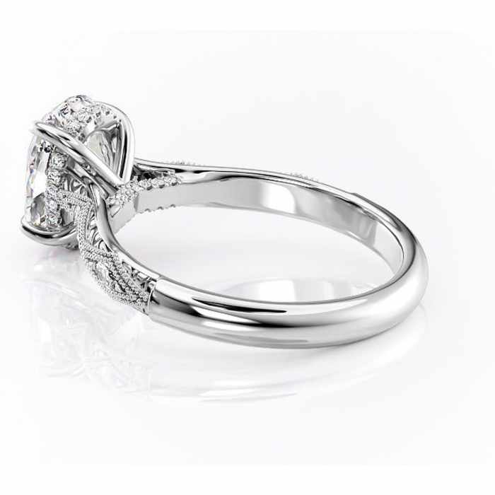 Inel de logodnă Vespera din aur Alb 14kt cu moissanite tăietură ovală – Pietre laterale rafinată pentru profil înalt | Personalizează și configurează gratuit online [5]