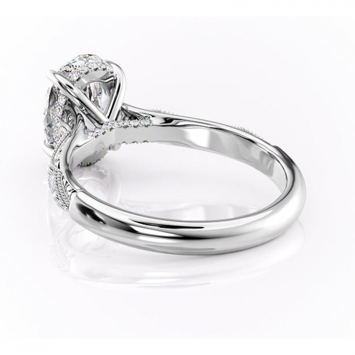 Inel de logodnă Vespera din aur Alb 14kt cu moissanite tăietură ovală – Pietre laterale rafinată pentru profil înalt | Personalizează și configurează gratuit online [4]