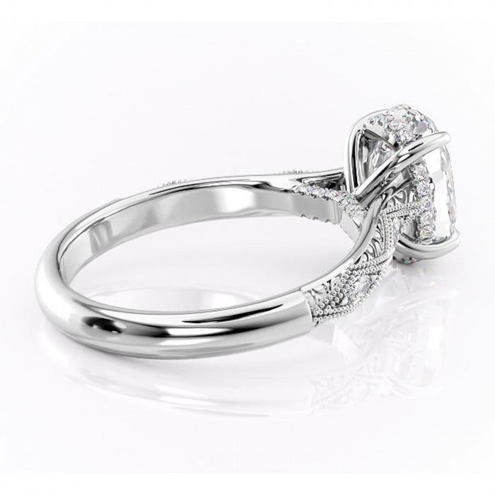 Inel de logodnă Vespera din aur Alb 14kt cu moissanite tăietură ovală – Pietre laterale rafinată pentru profil înalt | Personalizează și configurează gratuit online [3]