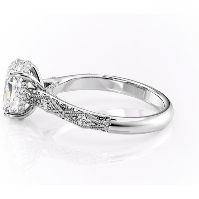 Inel de logodnă Vespera din aur Alb 14kt cu moissanite tăietură ovală – Pietre laterale rafinată pentru profil înalt | Personalizează și configurează gratuit online [6]