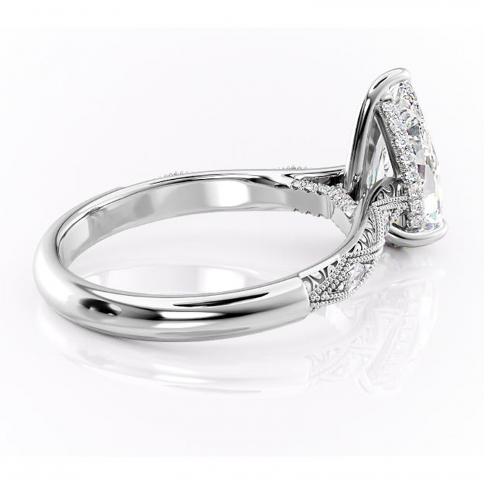 Inel de logodnă Vespera din aur Alb 14kt cu moissanite tăietură pară – Pietre laterale rafinată pentru profil înalt | Personalizează și configurează gratuit online [3]