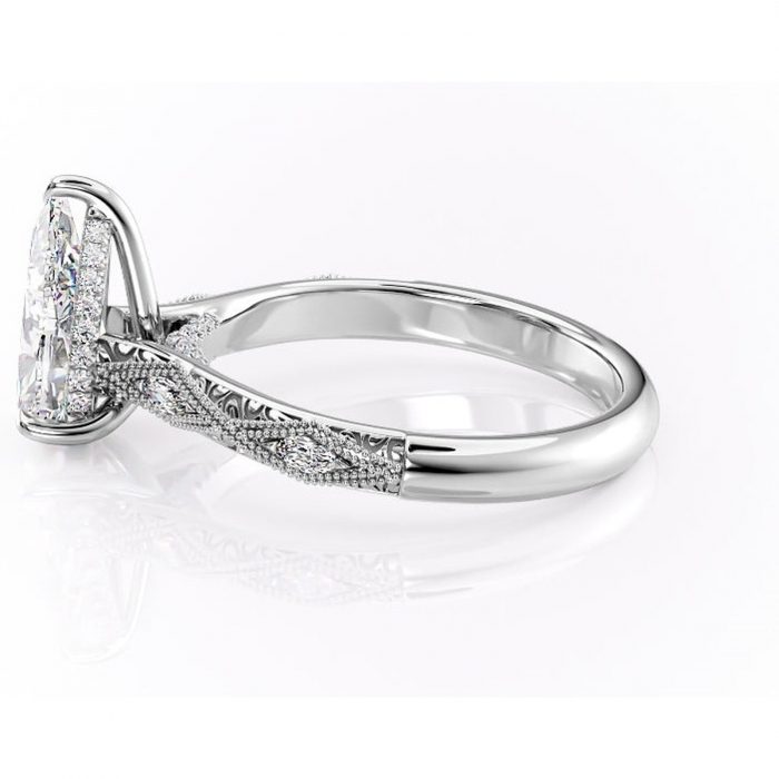 Inel de logodnă Vespera din aur Alb 14kt cu moissanite tăietură pară – Pietre laterale rafinată pentru profil înalt | Personalizează și configurează gratuit online [6]