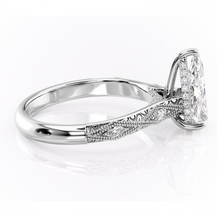 Inel de logodnă Vespera din aur Alb 14kt cu moissanite tăietură pară – Pietre laterale rafinată pentru profil înalt | Personalizează și configurează gratuit online [2]