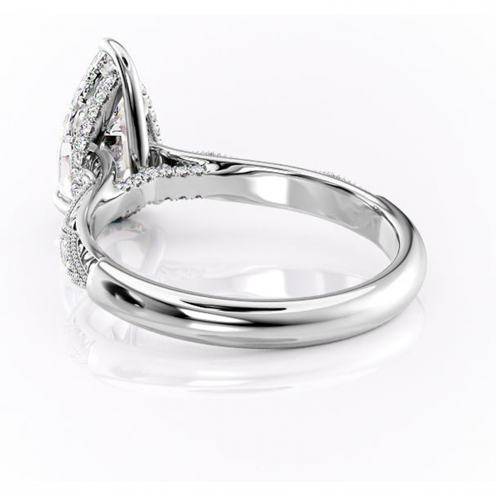 Inel de logodnă Vespera din aur Alb 14kt cu moissanite tăietură pară – Pietre laterale rafinată pentru profil înalt | Personalizează și configurează gratuit online [4]