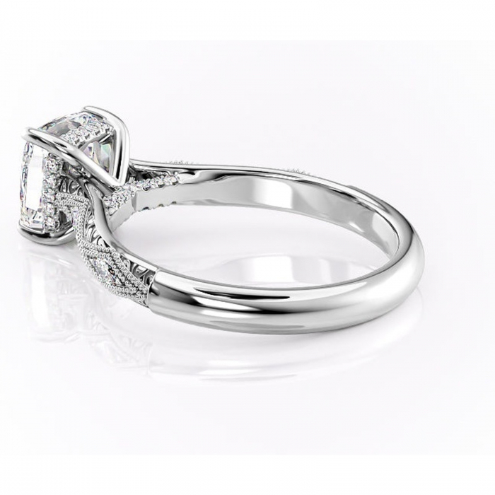 Inel de logodnă Vespera din aur Alb 14kt cu moissanite tăietură pernă – Pietre laterale rafinată pentru profil înalt | Personalizează și configurează gratuit online [5]