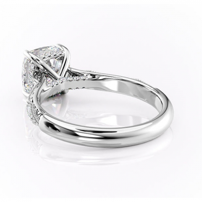 Inel de logodnă Vespera din aur Alb 14kt cu moissanite tăietură pernă – Pietre laterale rafinată pentru profil înalt | Personalizează și configurează gratuit online [4]