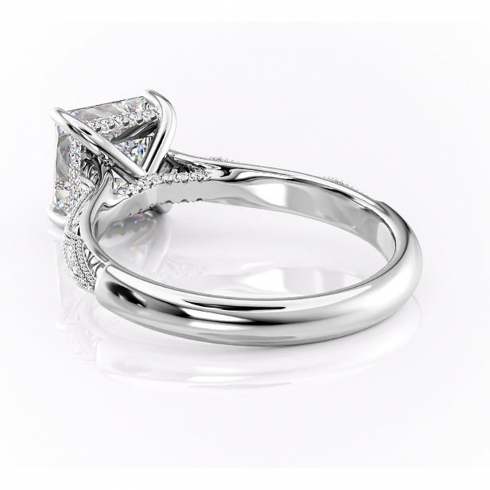 Inel de logodnă Vespera din aur Alb 14kt cu moissanite tăietură princess – Pietre laterale rafinată pentru profil înalt | Personalizează și configurează gratuit online [4]