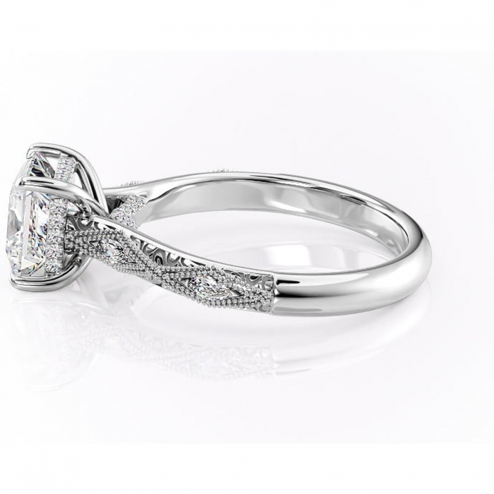 Inel de logodnă Vespera din aur Alb 14kt cu moissanite tăietură princess – Pietre laterale rafinată pentru profil înalt | Personalizează și configurează gratuit online [6]