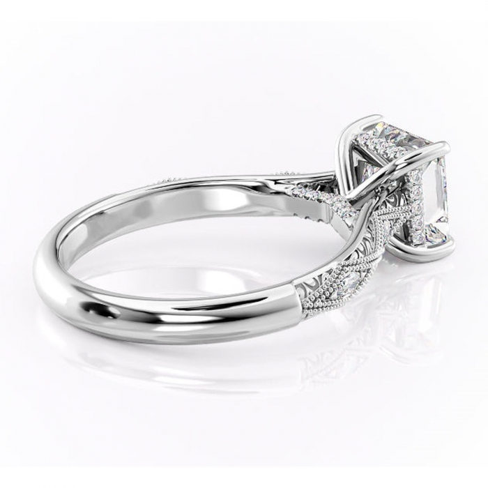 Inel de logodnă Vespera din aur Alb 14kt cu moissanite tăietură princess – Pietre laterale rafinată pentru profil înalt | Personalizează și configurează gratuit online [3]