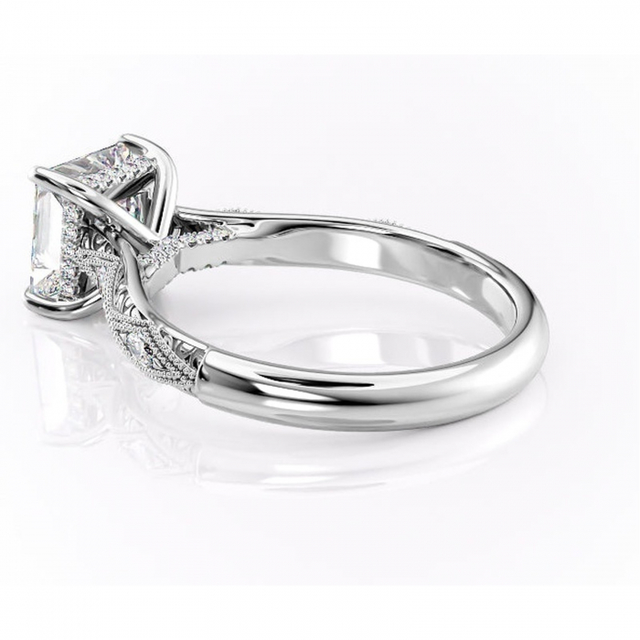 Inel de logodnă Vespera din aur Alb 14kt cu moissanite tăietură princess – Pietre laterale rafinată pentru profil înalt | Personalizează și configurează gratuit online [5]